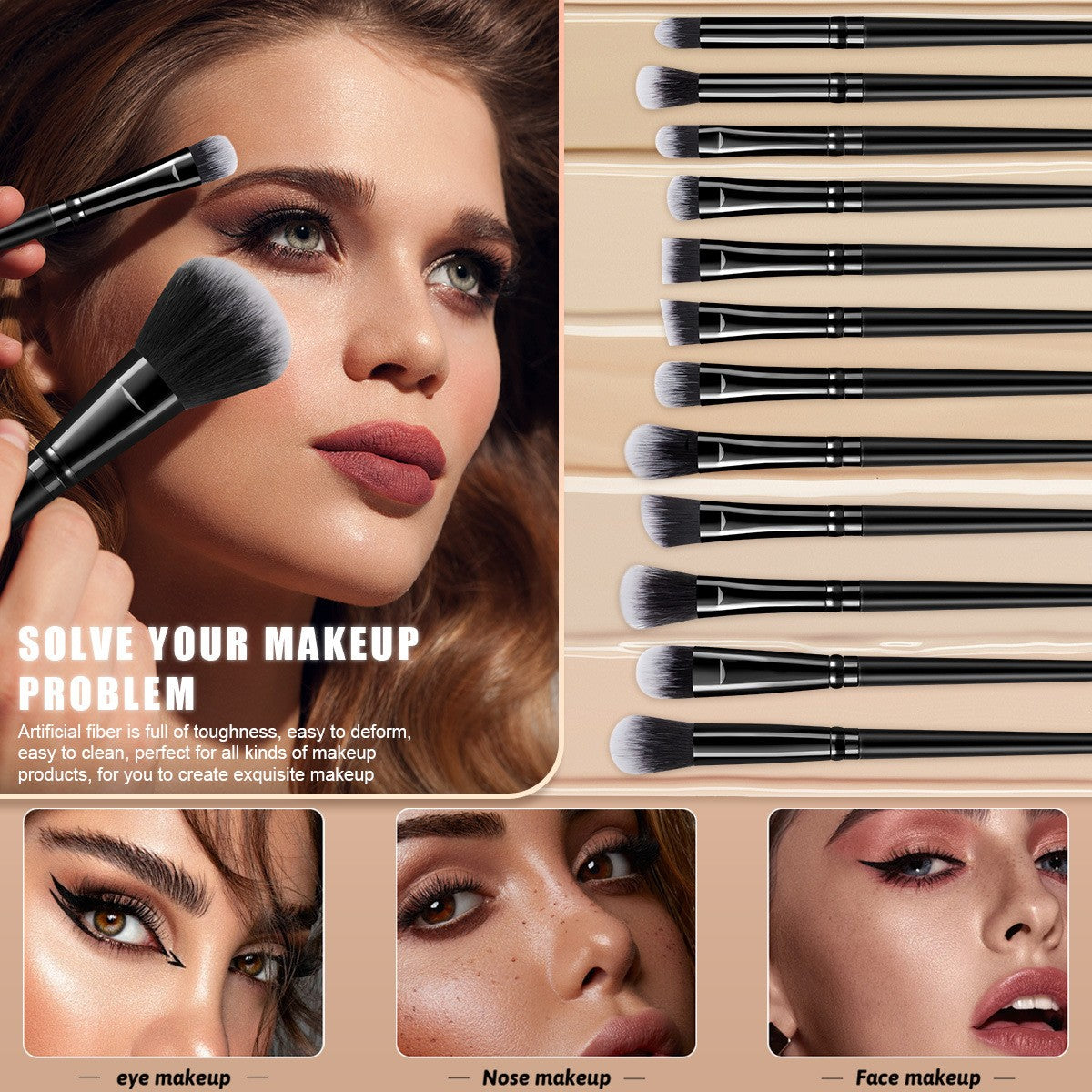 Set de 25 Brochas de Maquillaje Profesionales para Rostro y Ojos