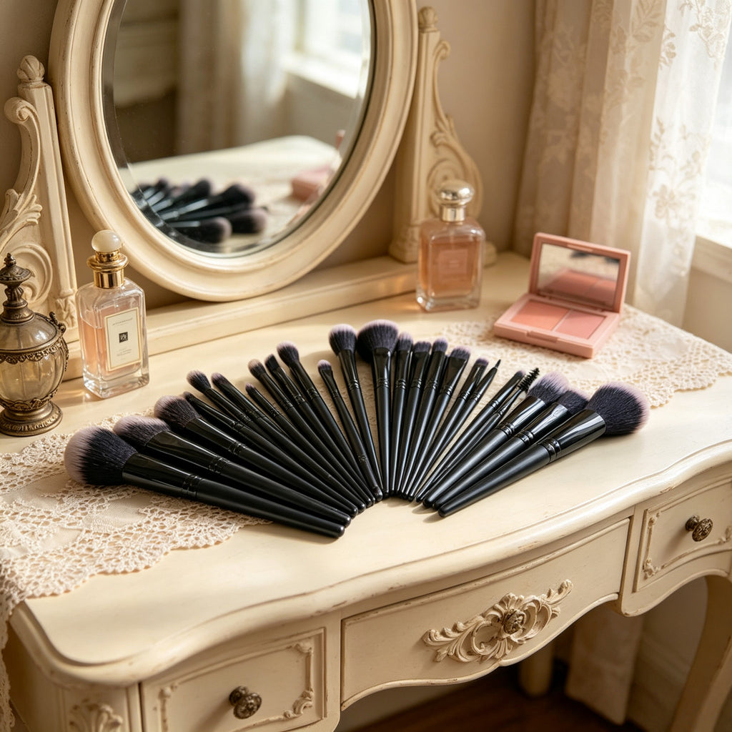 Set de 25 Brochas de Maquillaje Profesionales para Rostro y Ojos