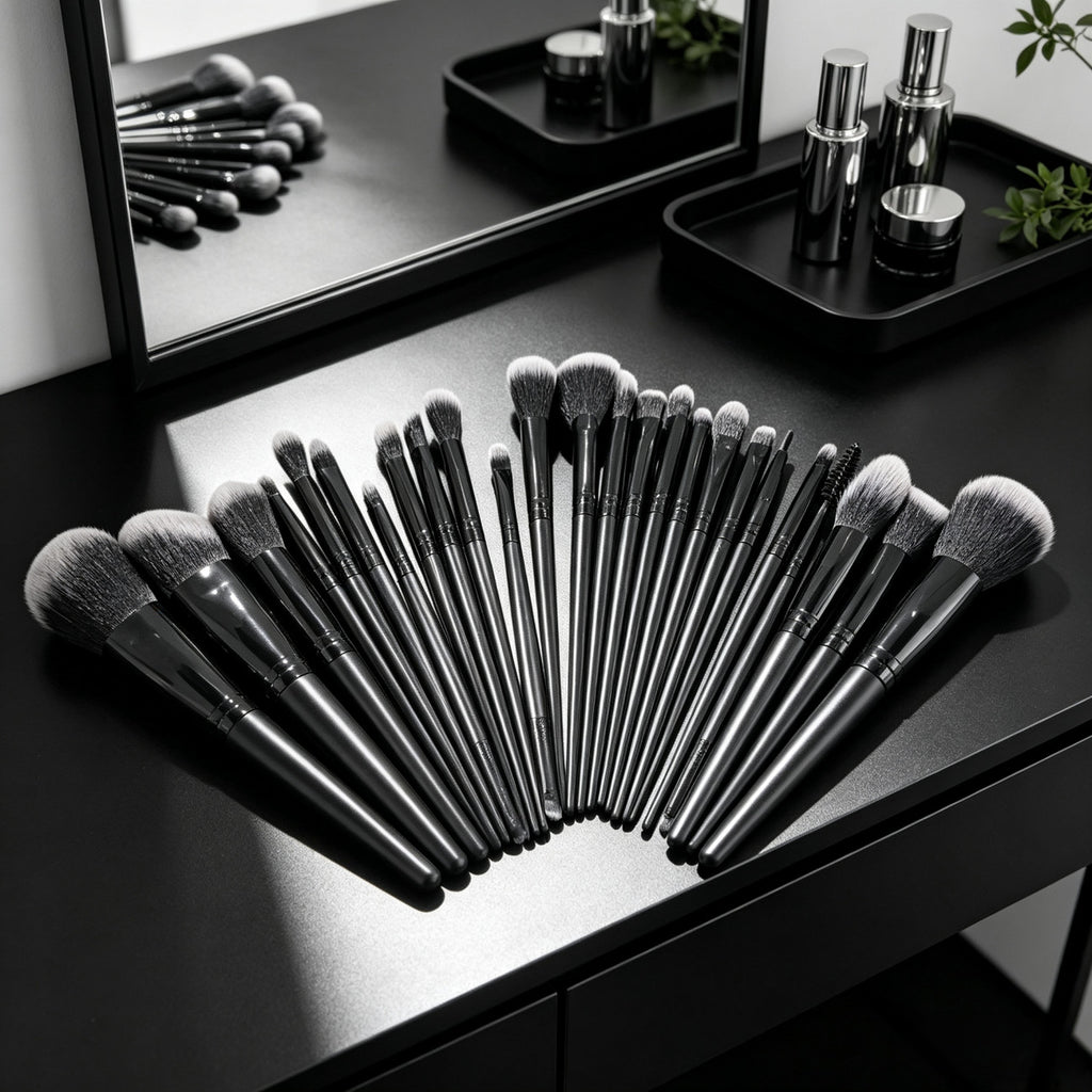 Set de 25 Brochas de Maquillaje Profesionales para Rostro y Ojos